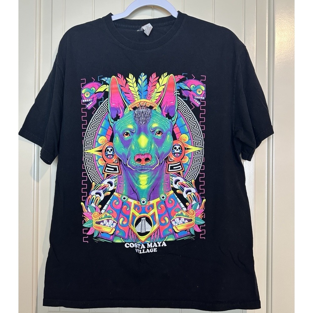 Costa Maya Mexico Colorful Chihuahua Graphic‎ T Shirt Souvenir Size XL
